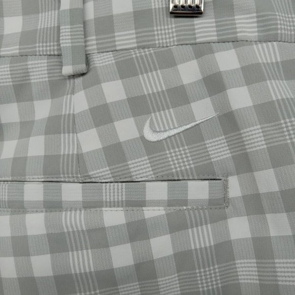 Nike Golf Shorts Mens Size‎ 36 White Gray Check Plaid Dri-Fit Stretch - Picture 5 of 8